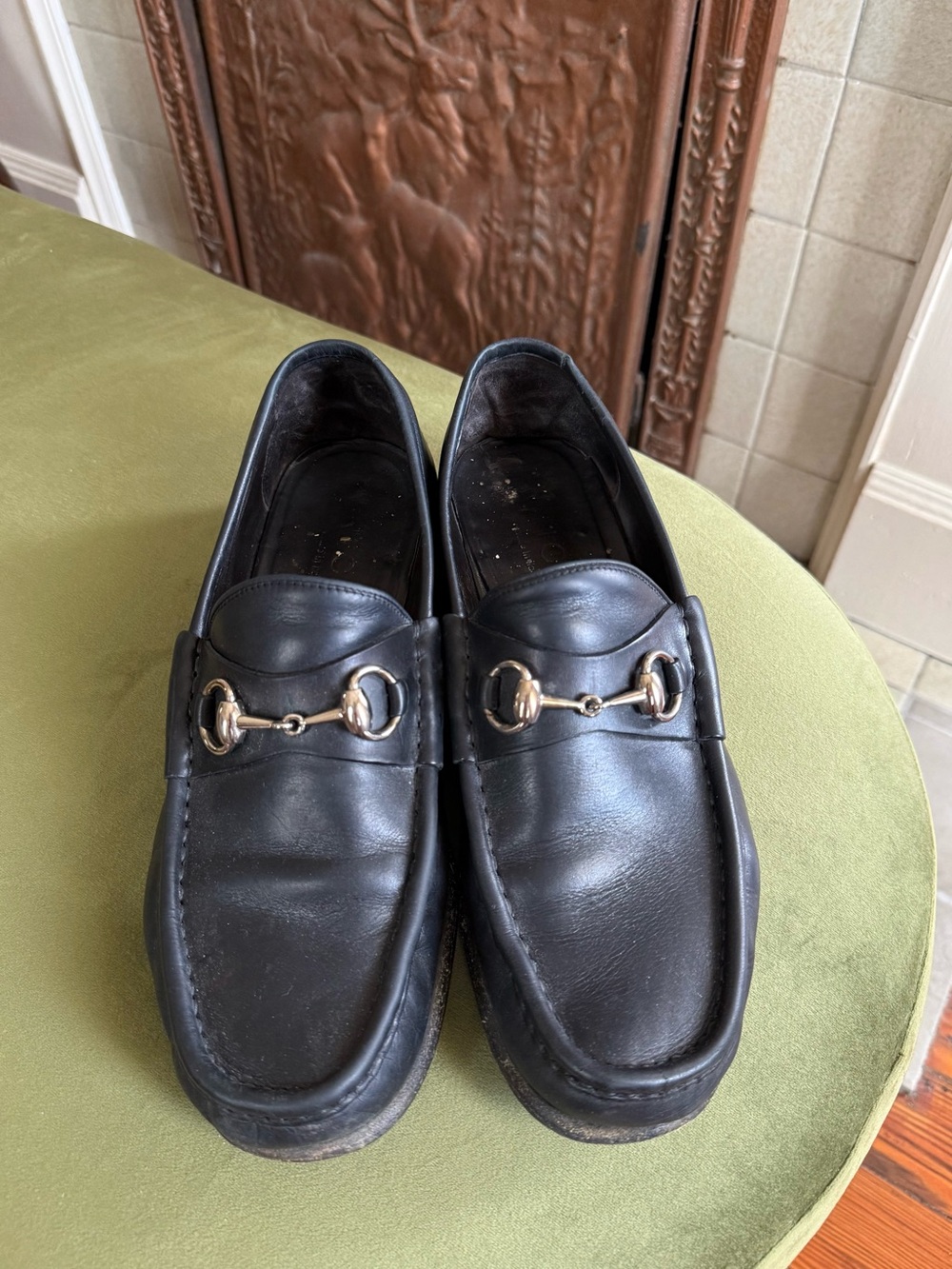 Gucci Black Leather Horsebit Men’s Loafers Size 8.5/9 US